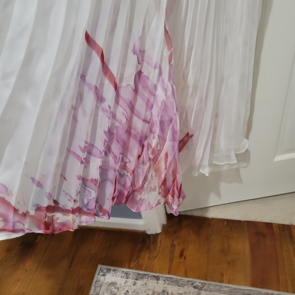 David's Bridal Cream Gown with Purple and Gold Beading - Picture 4 of 4